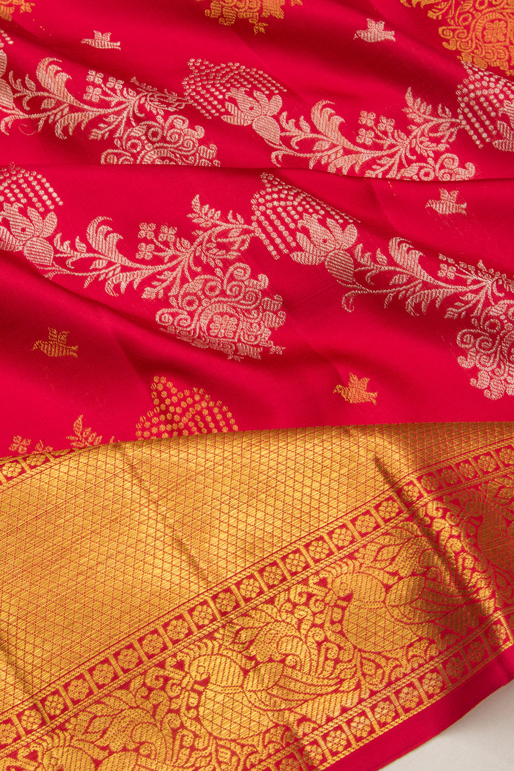 Kanchipuram Silk Jaal Red Saree
