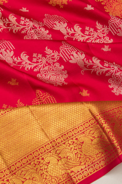 Kanchipuram Silk Jaal Red Saree