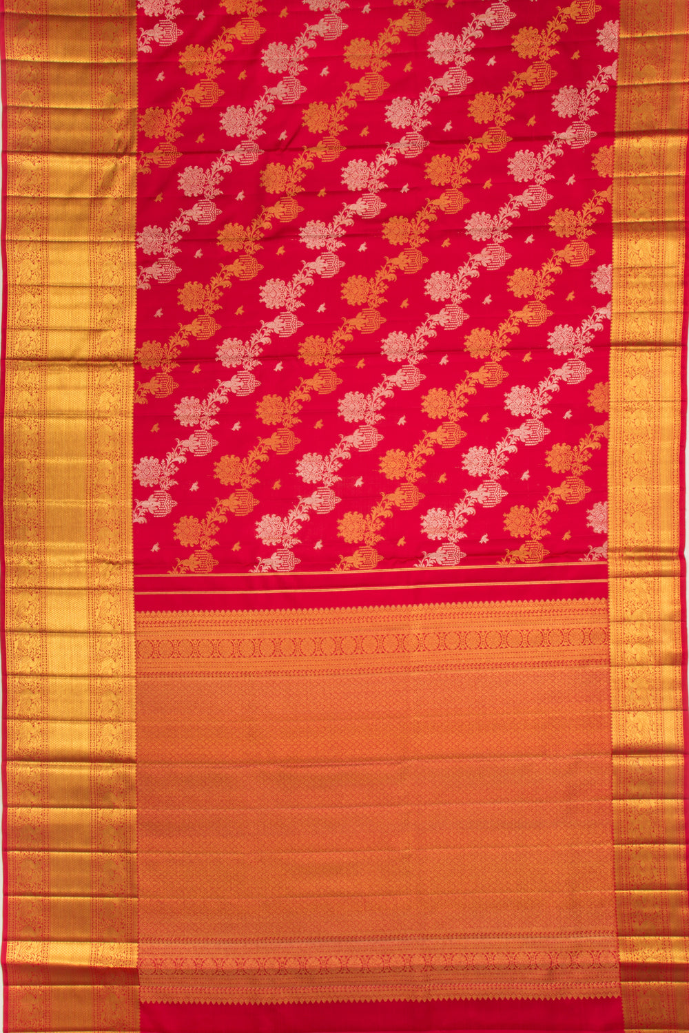 Kanchipuram Silk Jaal Red Saree