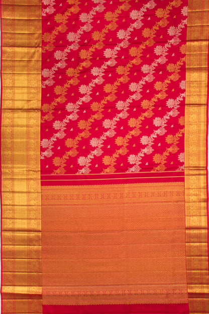 Kanchipuram Silk Jaal Red Saree