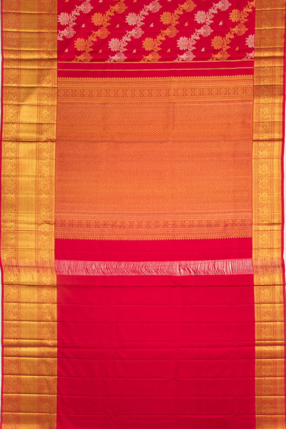 Kanchipuram Silk Jaal Red Saree