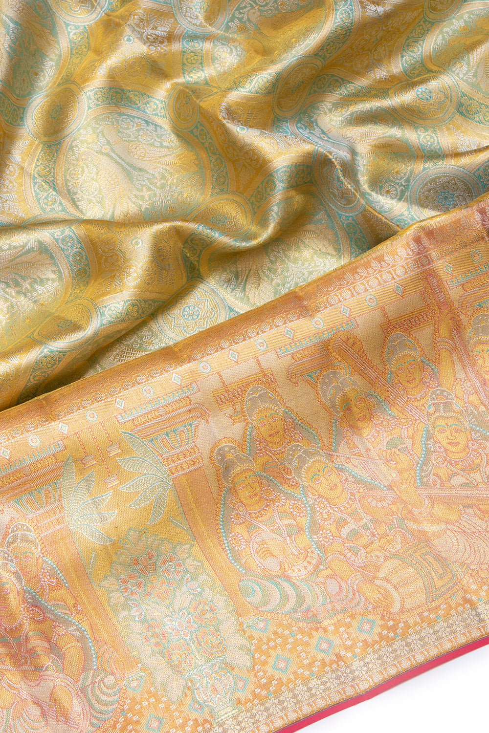 Kanchipuram Silk Tissue Jaal Blue Saree