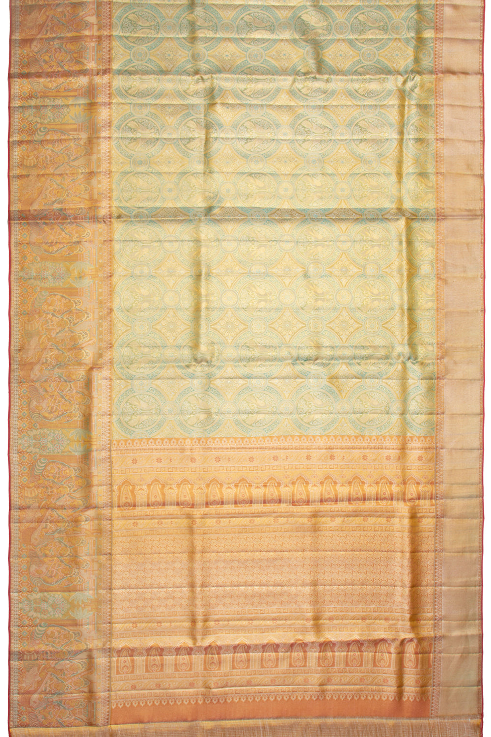 Kanchipuram Silk Tissue Jaal Blue Saree