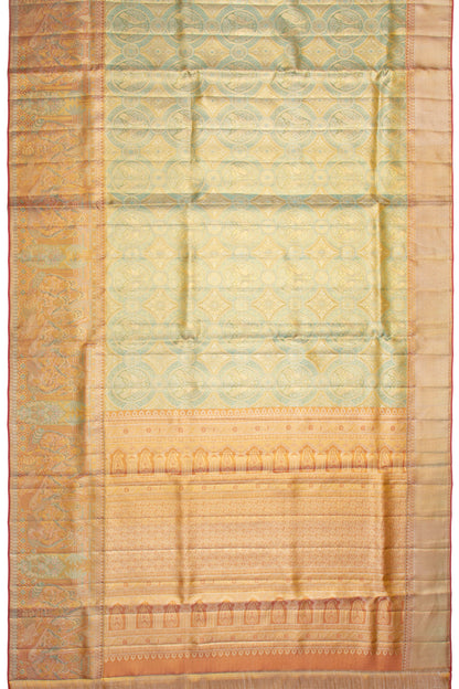Kanchipuram Silk Tissue Jaal Blue Saree