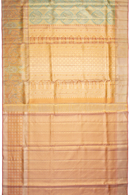 Kanchipuram Silk Tissue Jaal Blue Saree