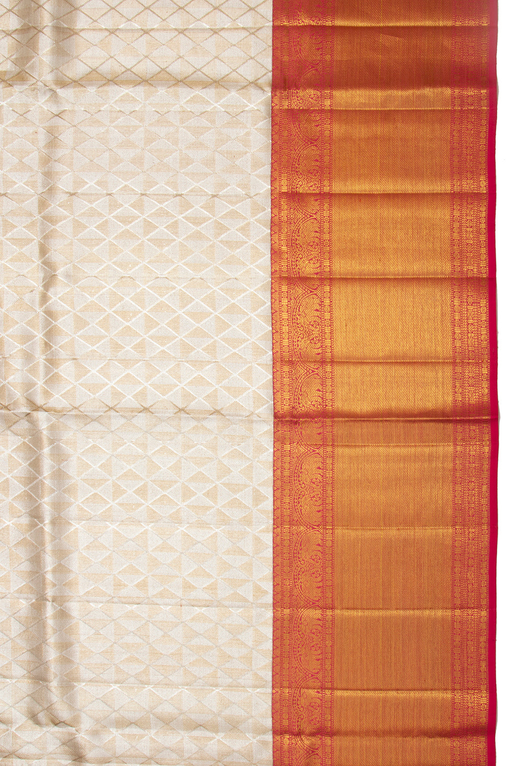 Kanchipuram Silk Tissue Brocade Gold And Silver Saree