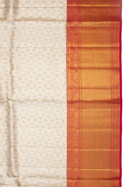 Kanchipuram Silk Tissue Brocade Gold And Silver Saree