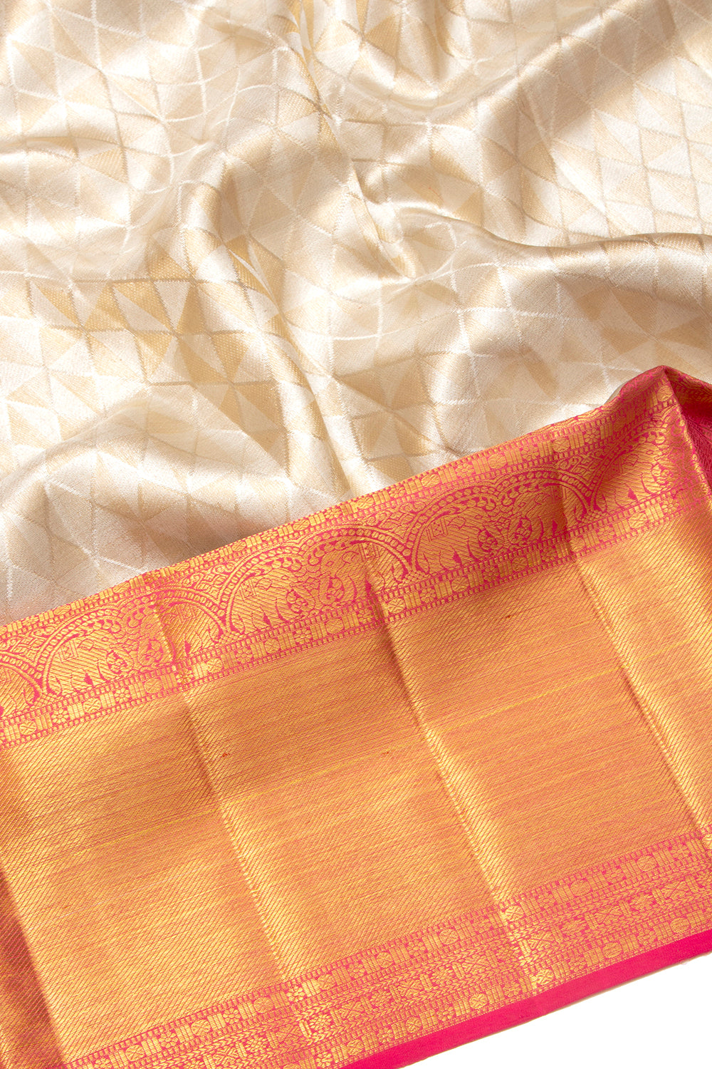 Kanchipuram Silk Tissue Brocade Gold And Silver Saree