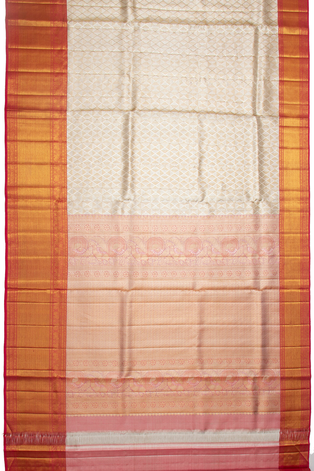 Kanchipuram Silk Tissue Brocade Gold And Silver Saree