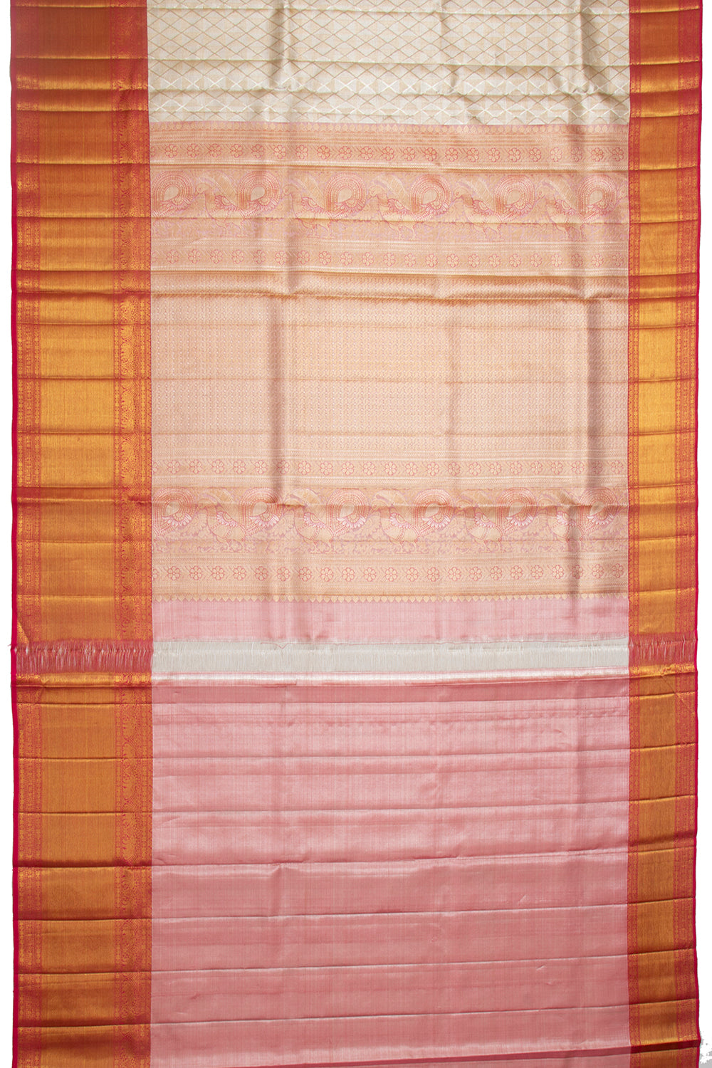 Kanchipuram Silk Tissue Brocade Gold And Silver Saree