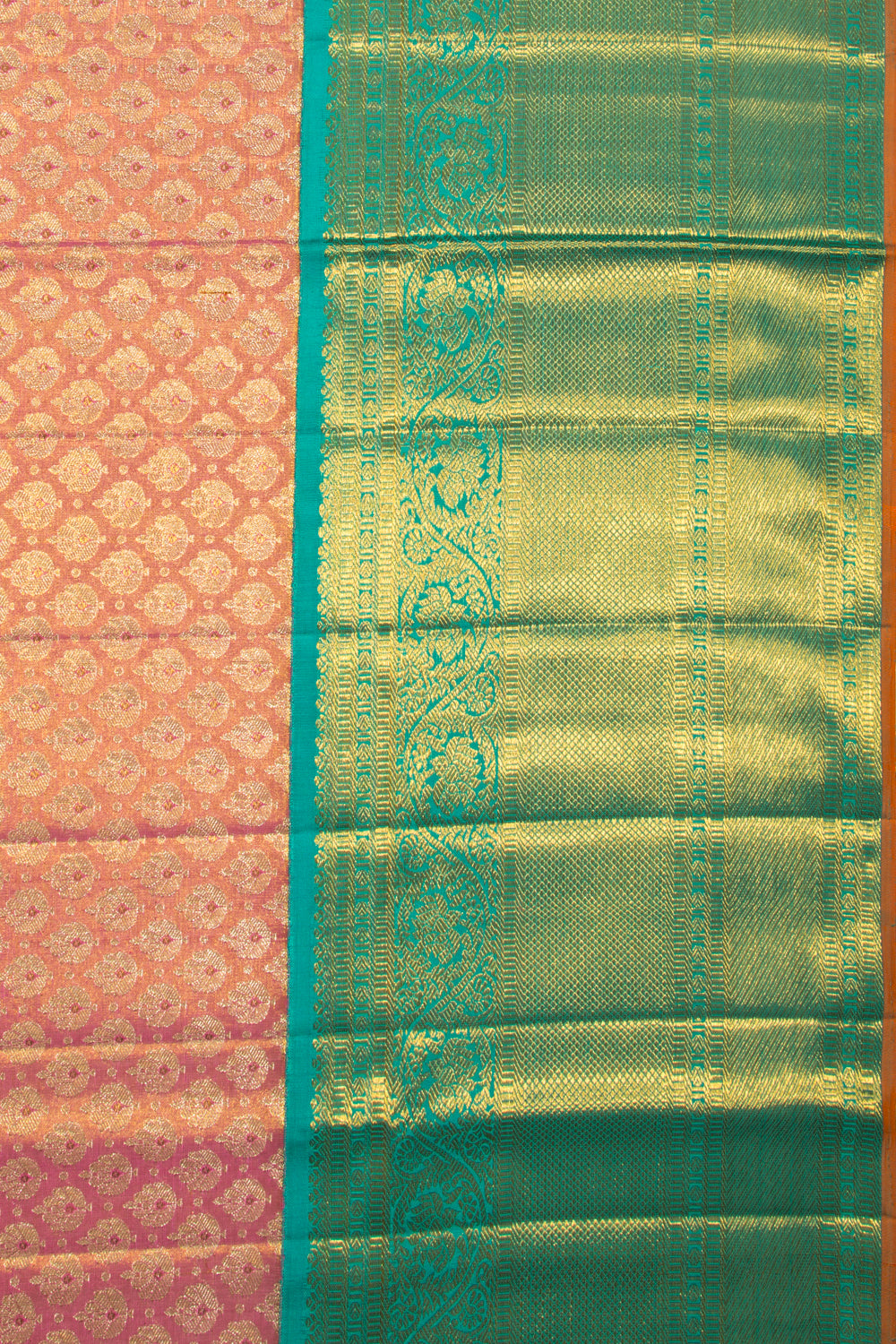 Kanchipuram Silk Tissue Brocade Pink Saree