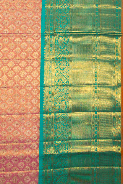 Kanchipuram Silk Tissue Brocade Pink Saree