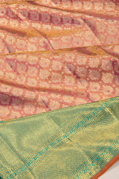 Kanchipuram Silk Tissue Brocade Pink Saree