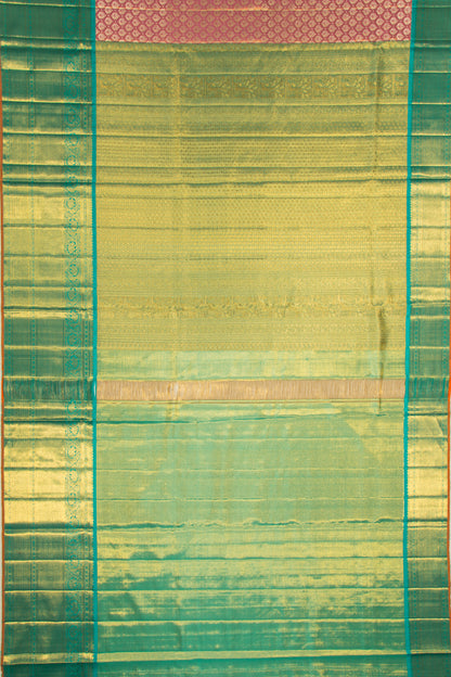 Kanchipuram Silk Tissue Brocade Pink Saree