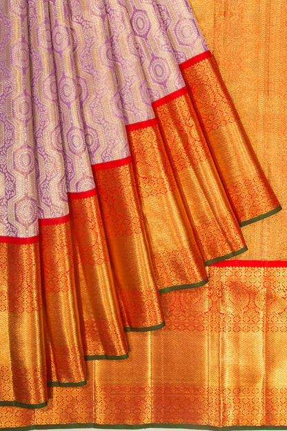 Kanchipuram Silk Tissue Brocade Lavender Saree