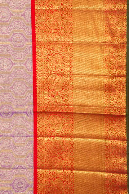 Kanchipuram Silk Tissue Brocade Lavender Saree
