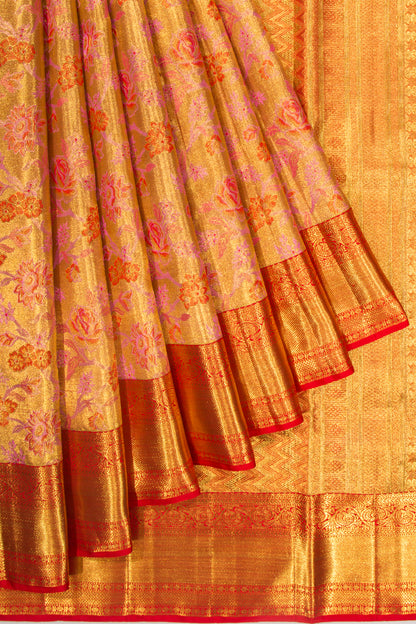 Kanchipuram Silk Tissue Brocade Gold Saree