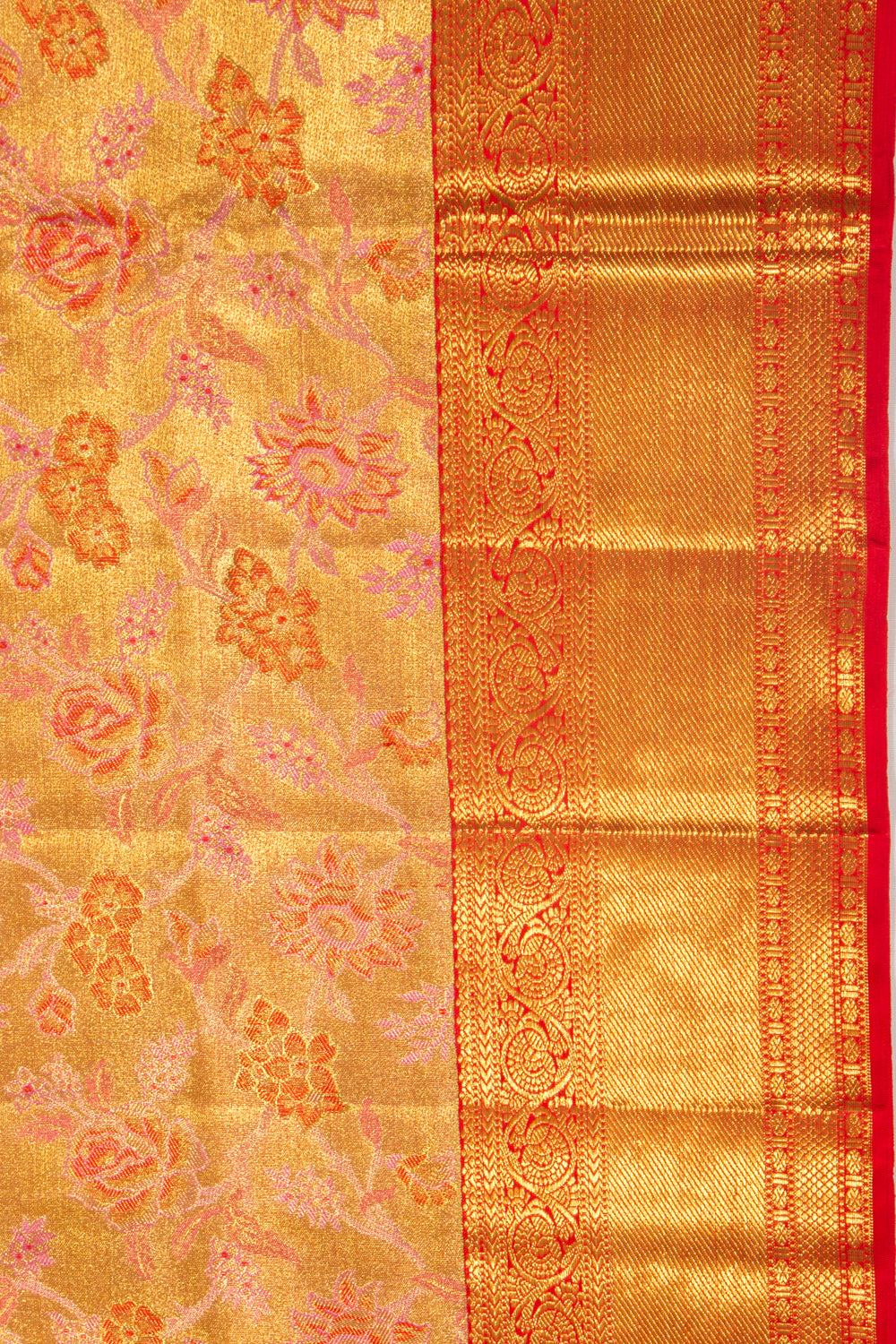 Kanchipuram Silk Tissue Brocade Gold Saree
