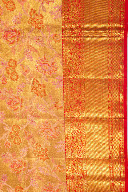 Kanchipuram Silk Tissue Brocade Gold Saree