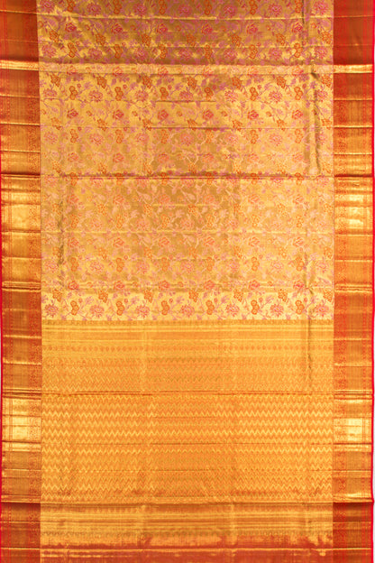 Kanchipuram Silk Tissue Brocade Gold Saree