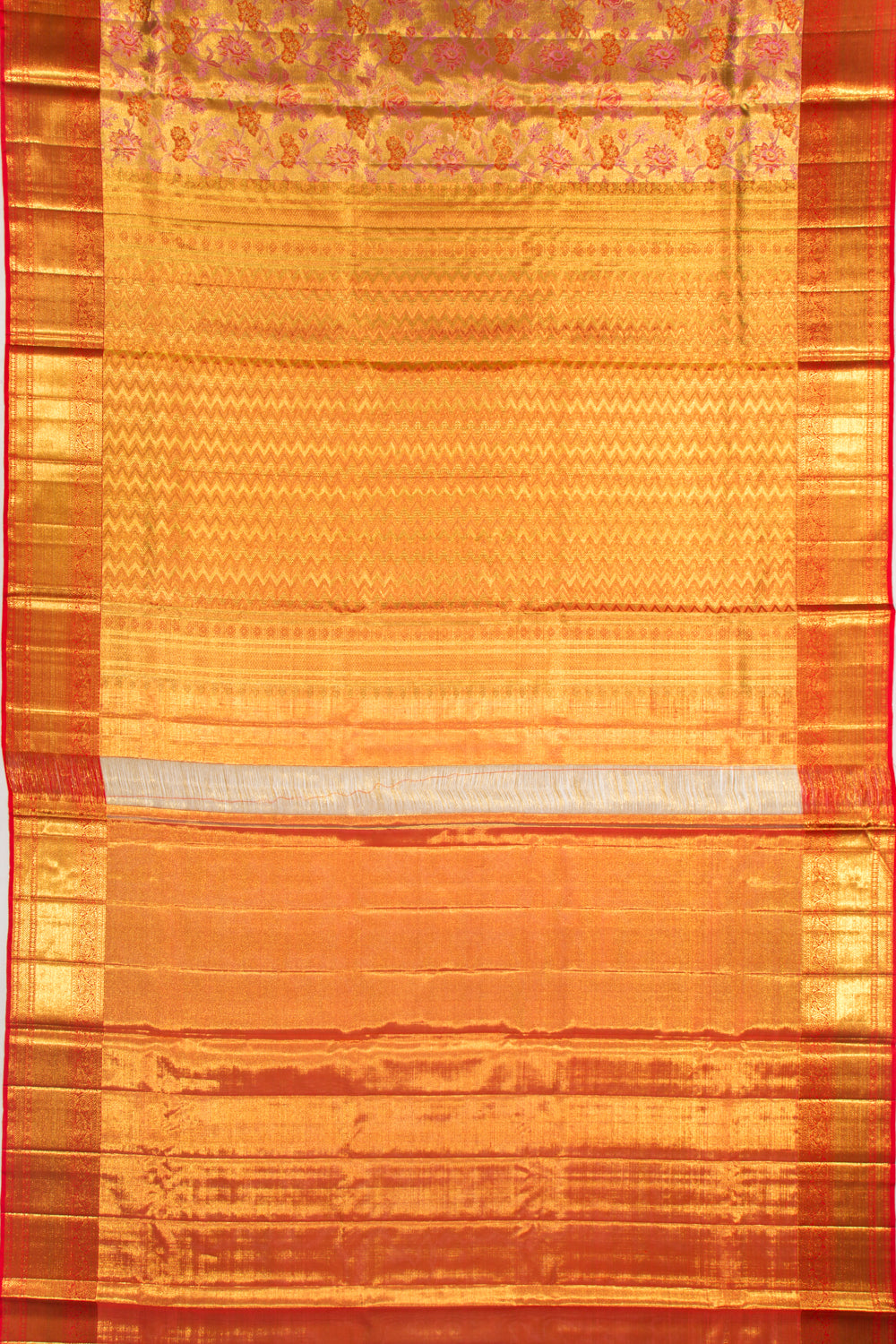 Kanchipuram Silk Tissue Brocade Gold Saree