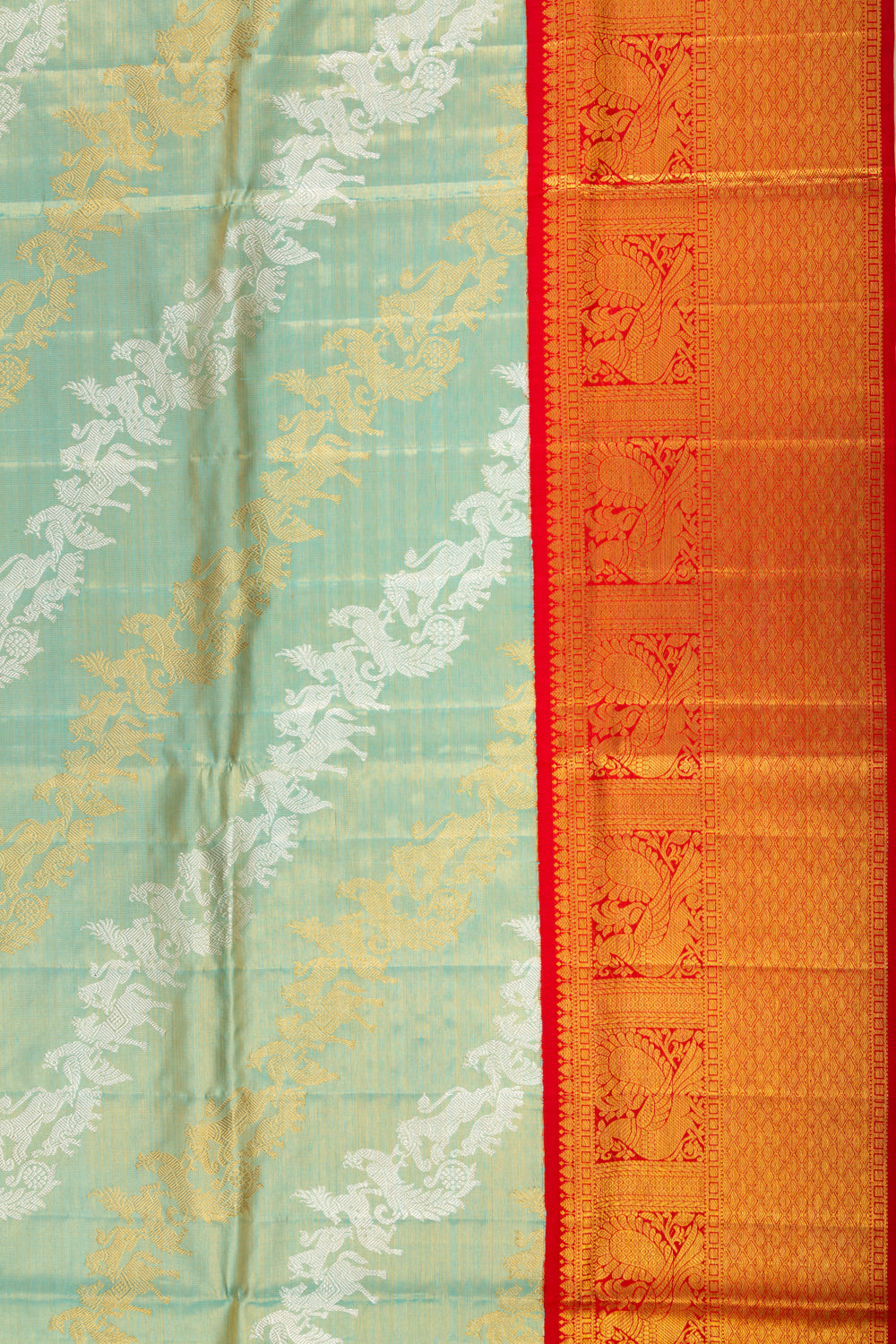 Kanchipuram Silk Tissue Jaal Blue Saree