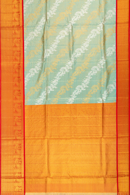 Kanchipuram Silk Tissue Jaal Blue Saree