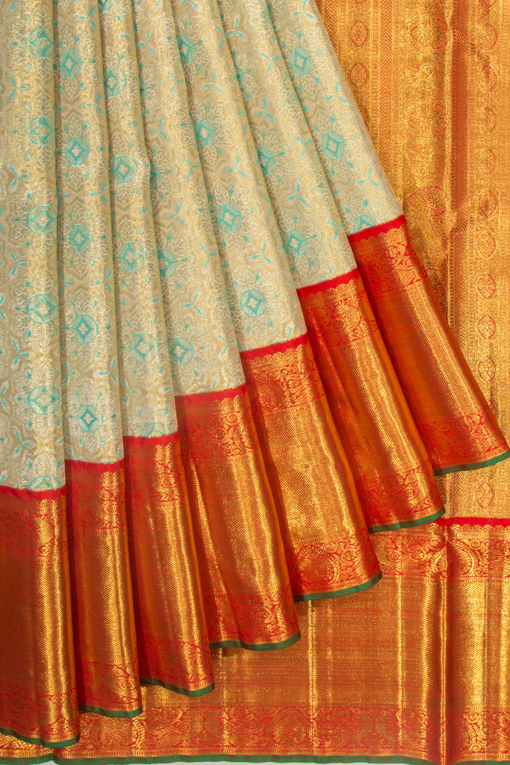 Kanchipuram Silk Tissue Brocade Blue Saree