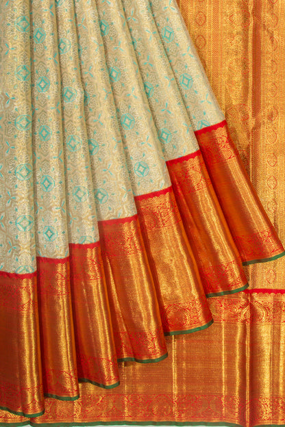 Kanchipuram Silk Tissue Brocade Blue Saree