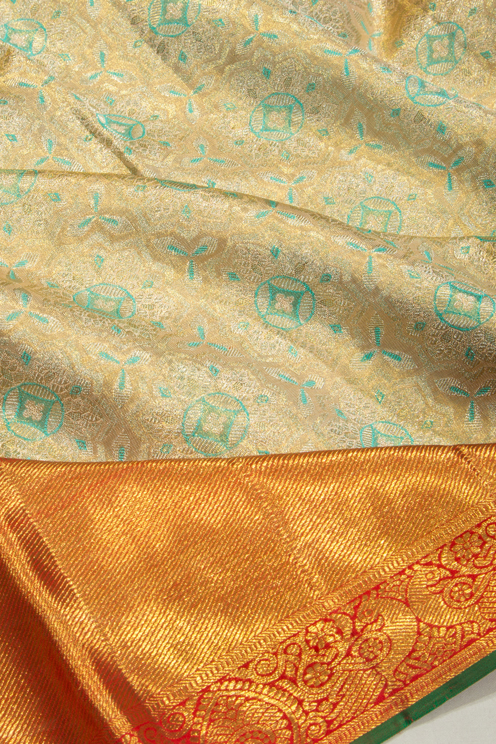 Kanchipuram Silk Tissue Brocade Blue Saree