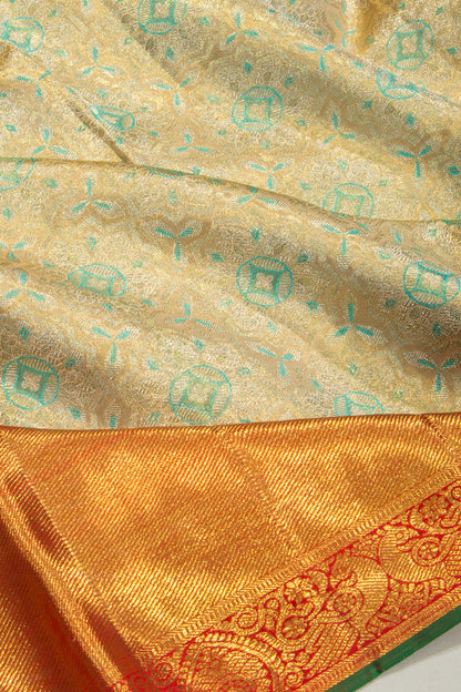 Kanchipuram Silk Tissue Brocade Blue Saree
