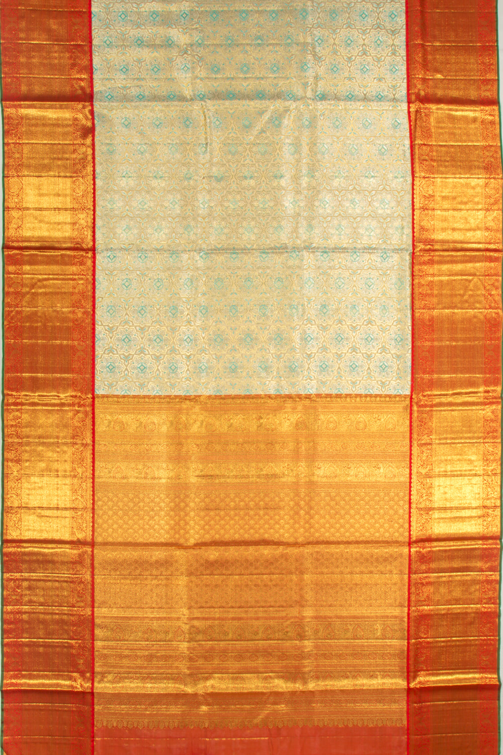 Kanchipuram Silk Tissue Brocade Blue Saree