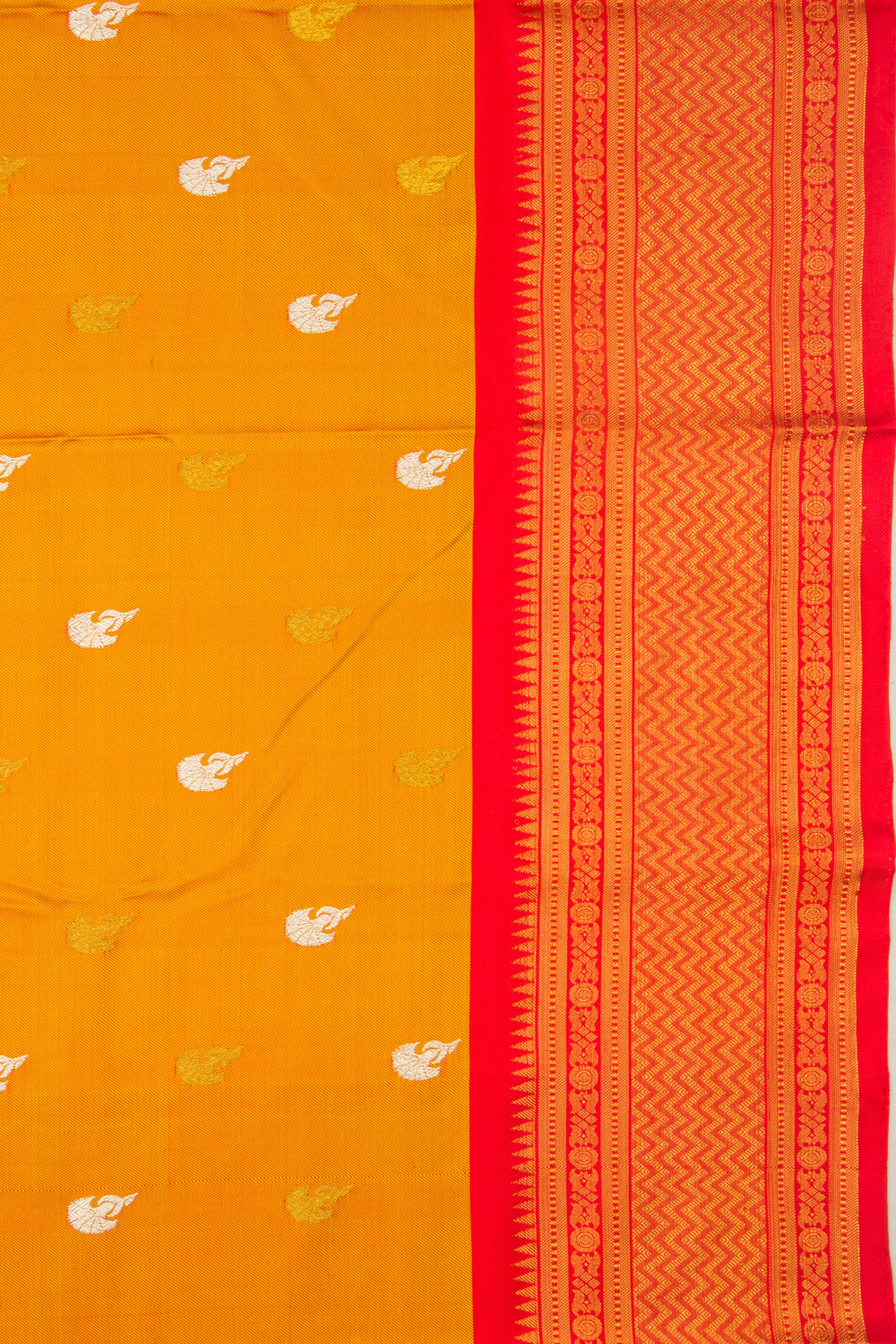 Kanchipuram Silk Twill And Butta Orange Saree