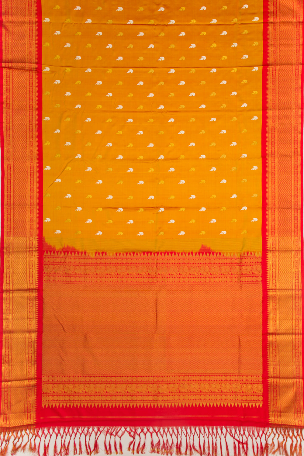 Kanchipuram Silk Twill And Butta Orange Saree