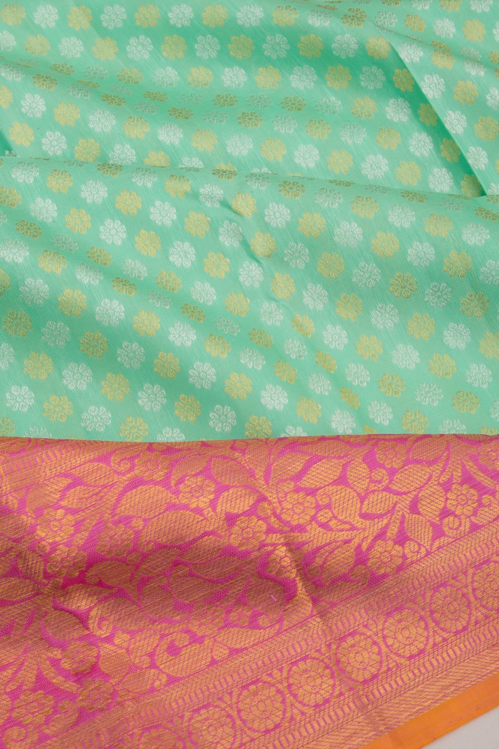 Kanchipuram Silk Brocade Sea Green Saree