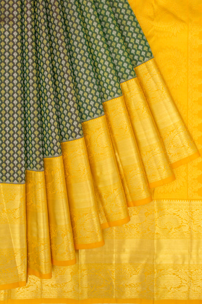 Kanchipuram Silk Brocade Mehandi Green Saree