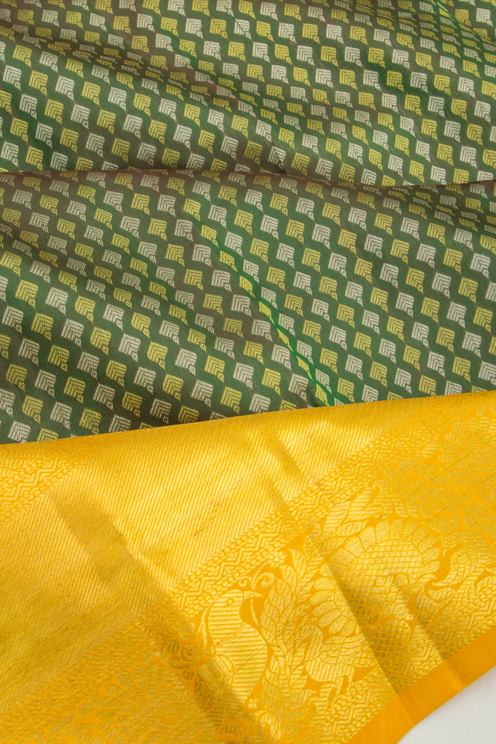 Kanchipuram Silk Brocade Mehandi Green Saree