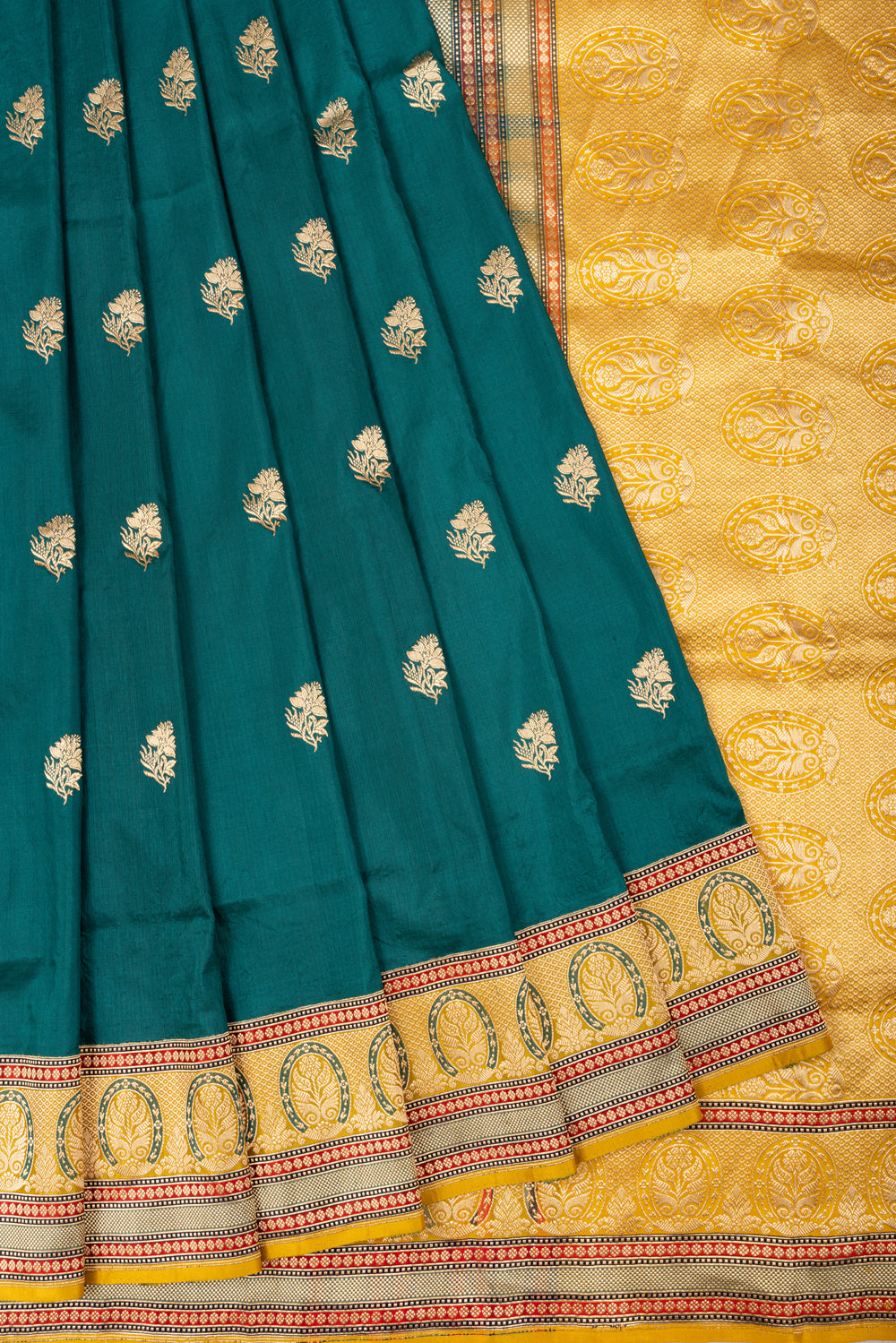 Banarasi Silk Butta Turquoise Blue Saree