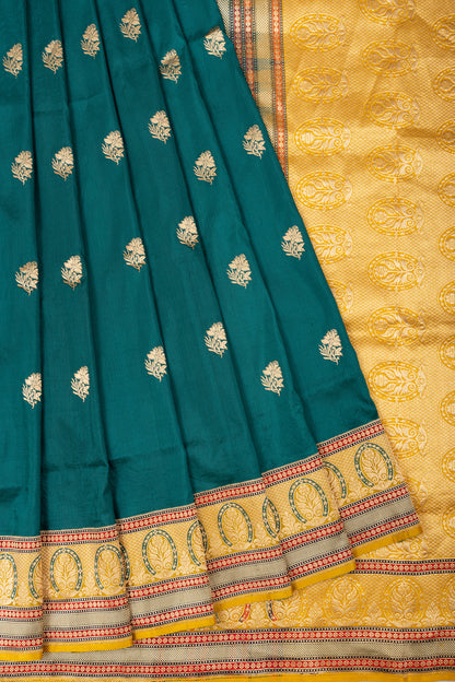 Banarasi Silk Butta Turquoise Blue Saree