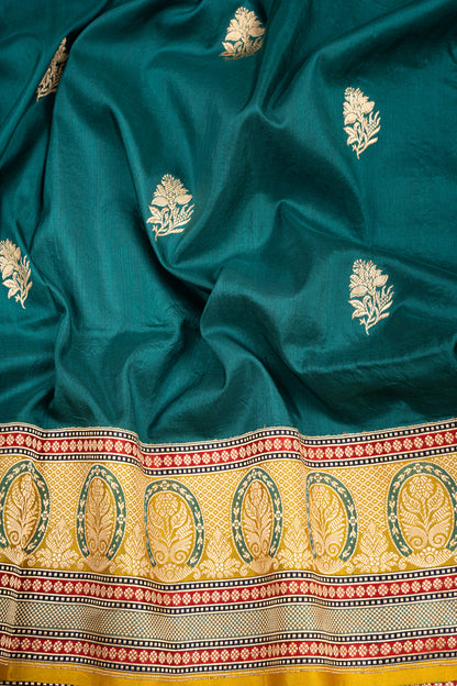 Banarasi Silk Butta Turquoise Blue Saree