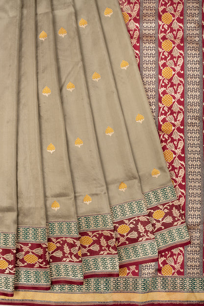 Banarasi Silk Butta Grey Saree