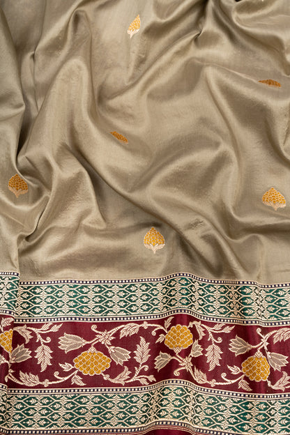 Banarasi Silk Butta Grey Saree