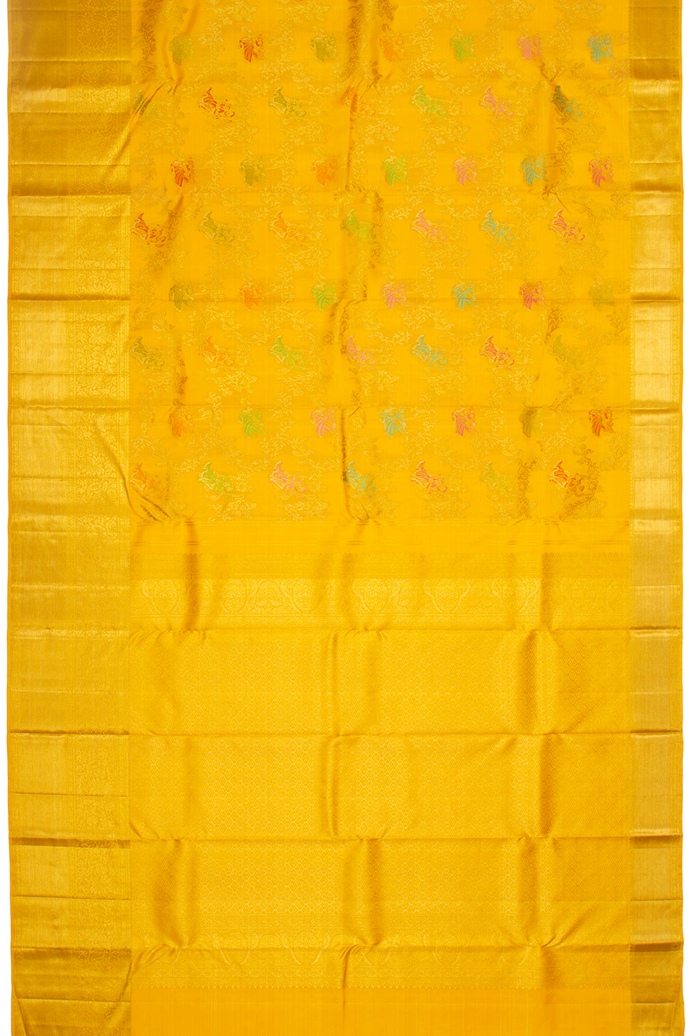 Kanchipuram Silk Jaal Yellow Saree