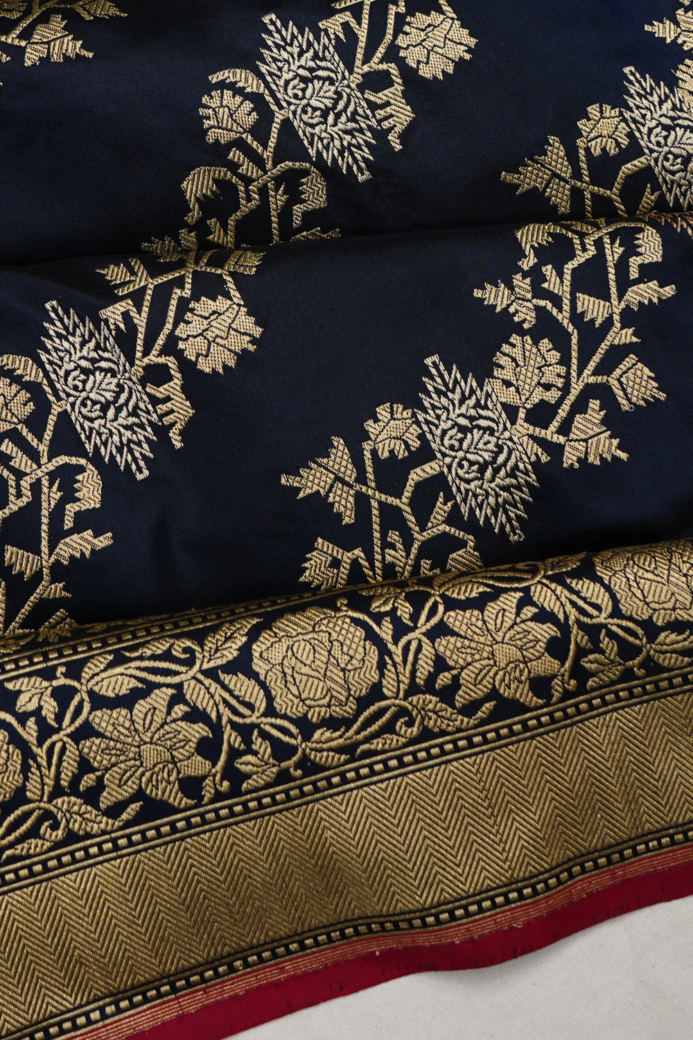 Banarasi Silk Kadwa Jaal Midnight Blue Saree