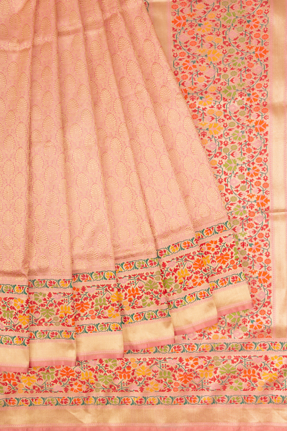 Banarasi Silk Brocade Peach Saree