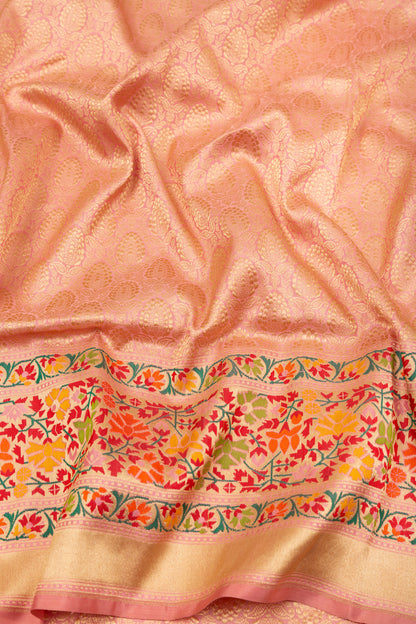 Banarasi Silk Brocade Peach Saree
