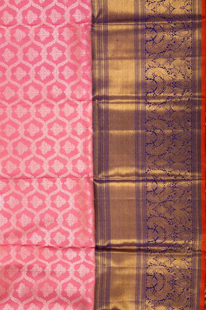 Kanchipuram Silk Brocade Pink Saree