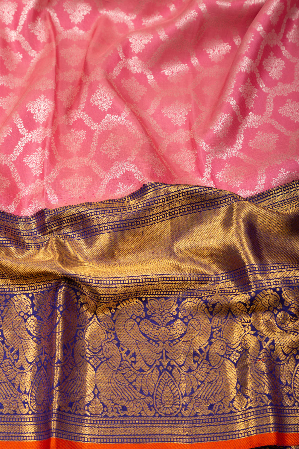 Kanchipuram Silk Brocade Pink Saree