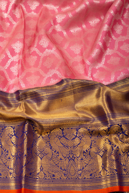 Kanchipuram Silk Brocade Pink Saree