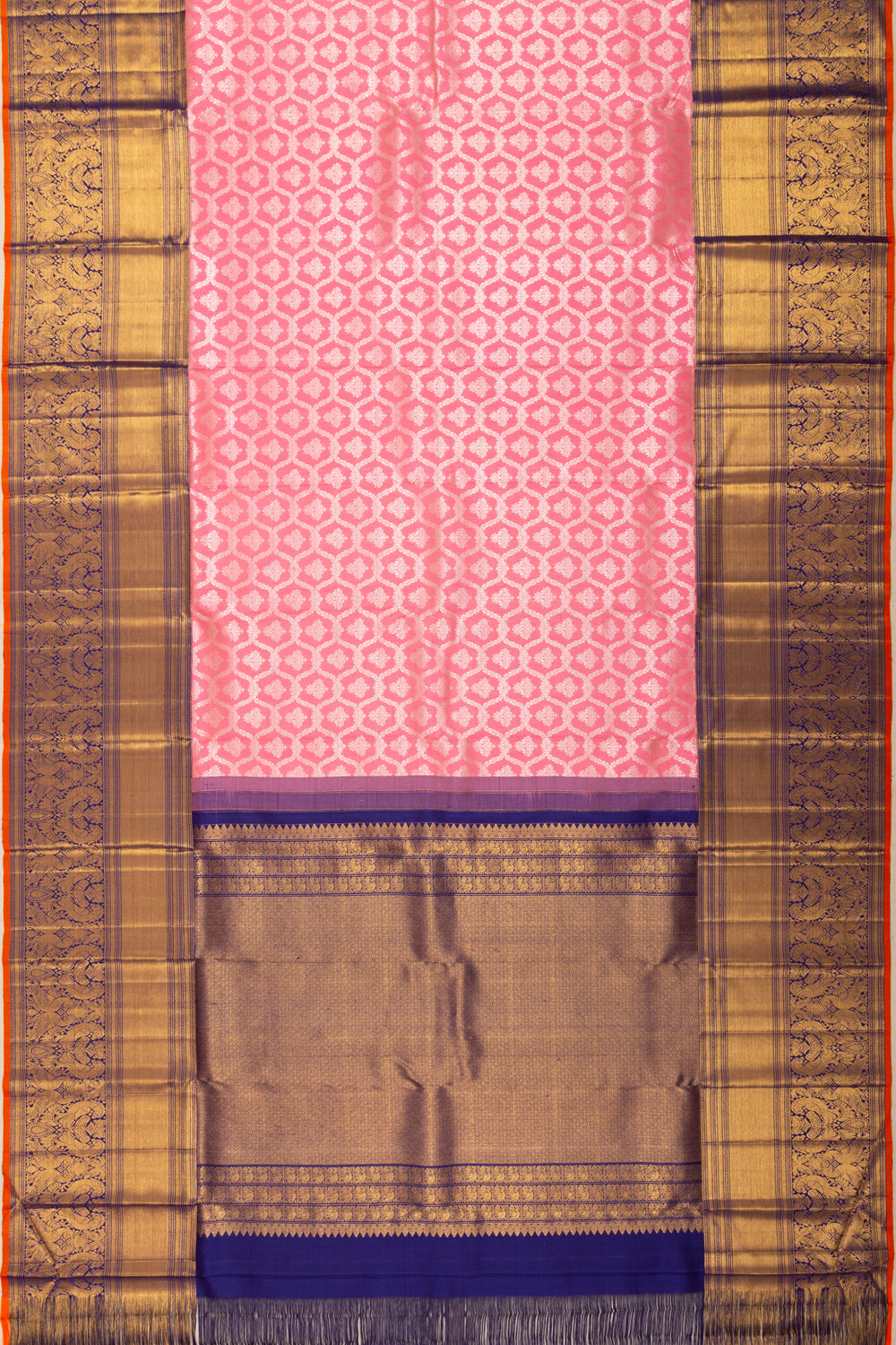Kanchipuram Silk Brocade Pink Saree
